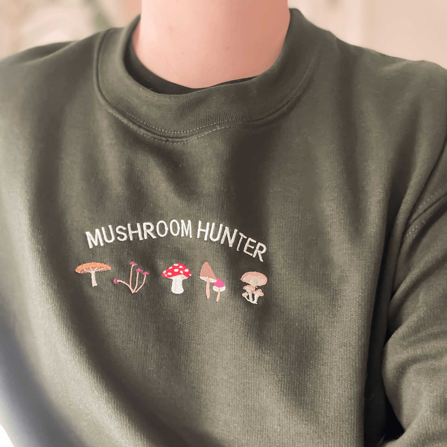 Mushroom Hunter Embroidered Crewneck Sweatshirt