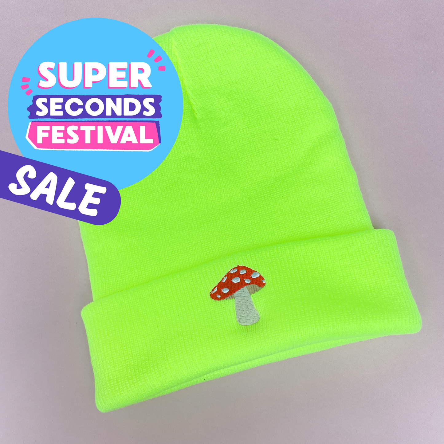 Mushroom Beanie Florescent Yellow