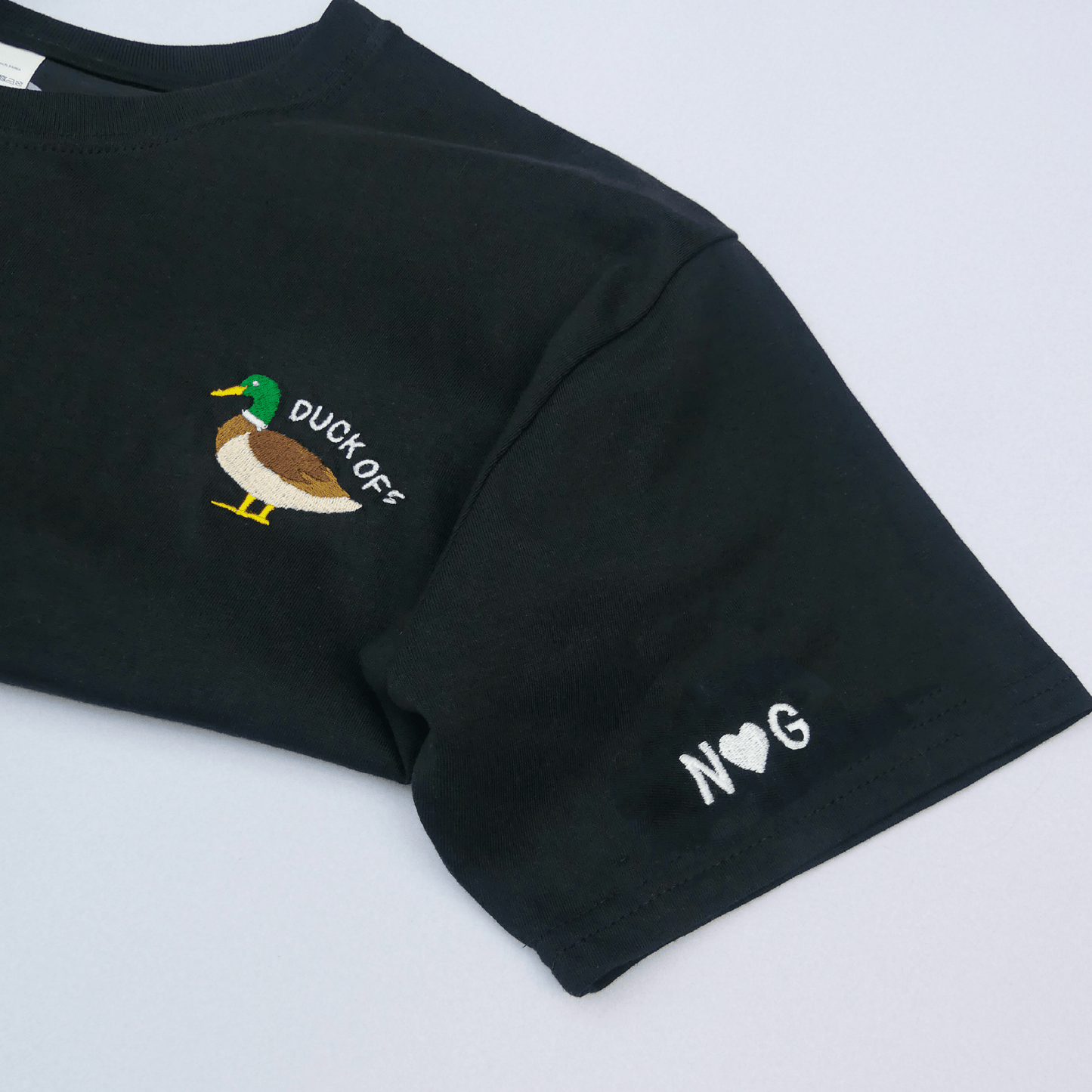 Embroidered sleeve ADD ON T-SHIRT initials & heart