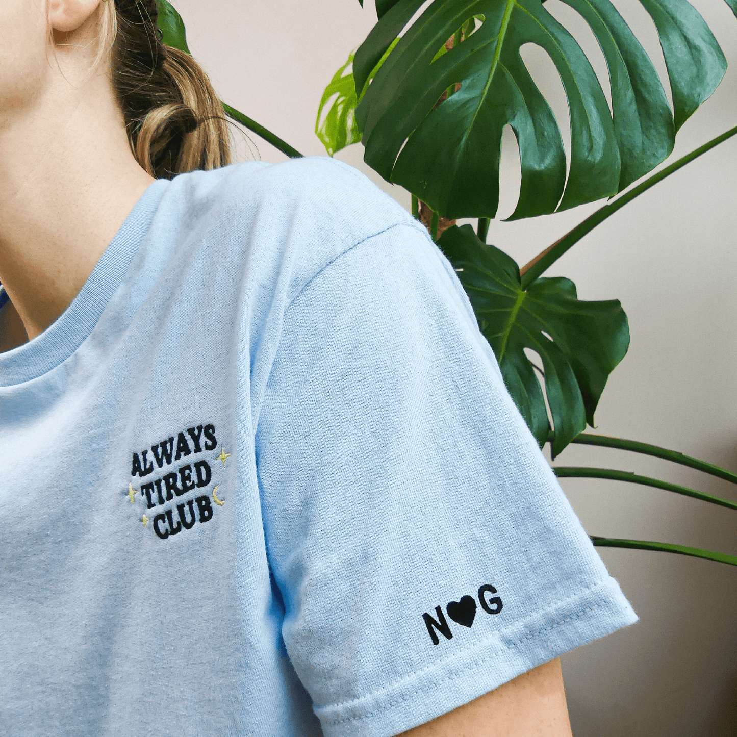 Embroidered sleeve ADD ON T-SHIRT initials & heart