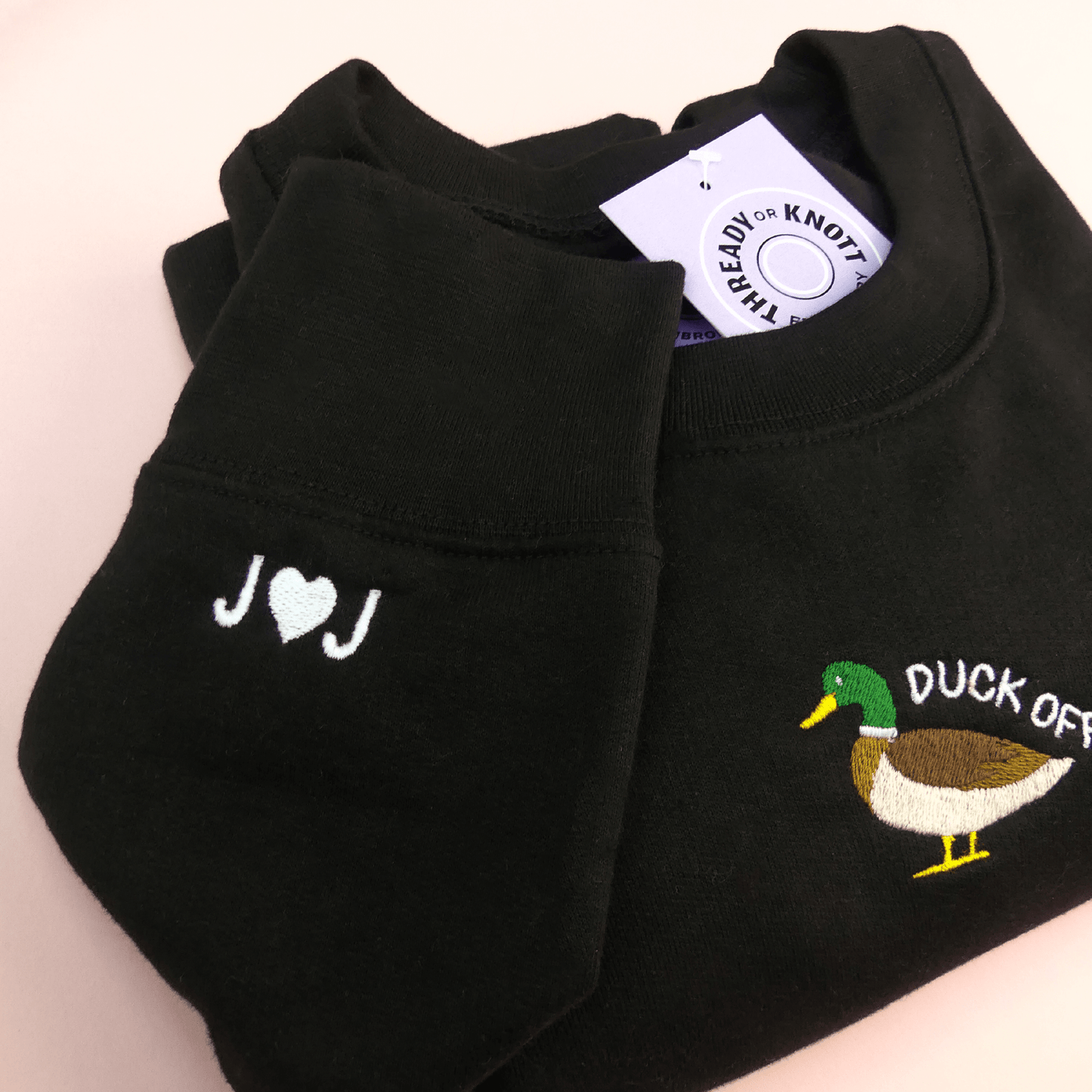 Embroidered sleeve ADD ON SWEATSHIRT initials & heart