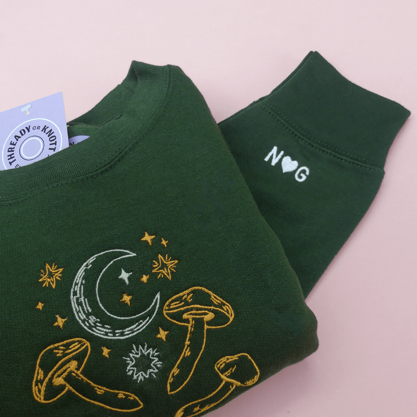 Embroidered sleeve ADD ON SWEATSHIRT initials & heart