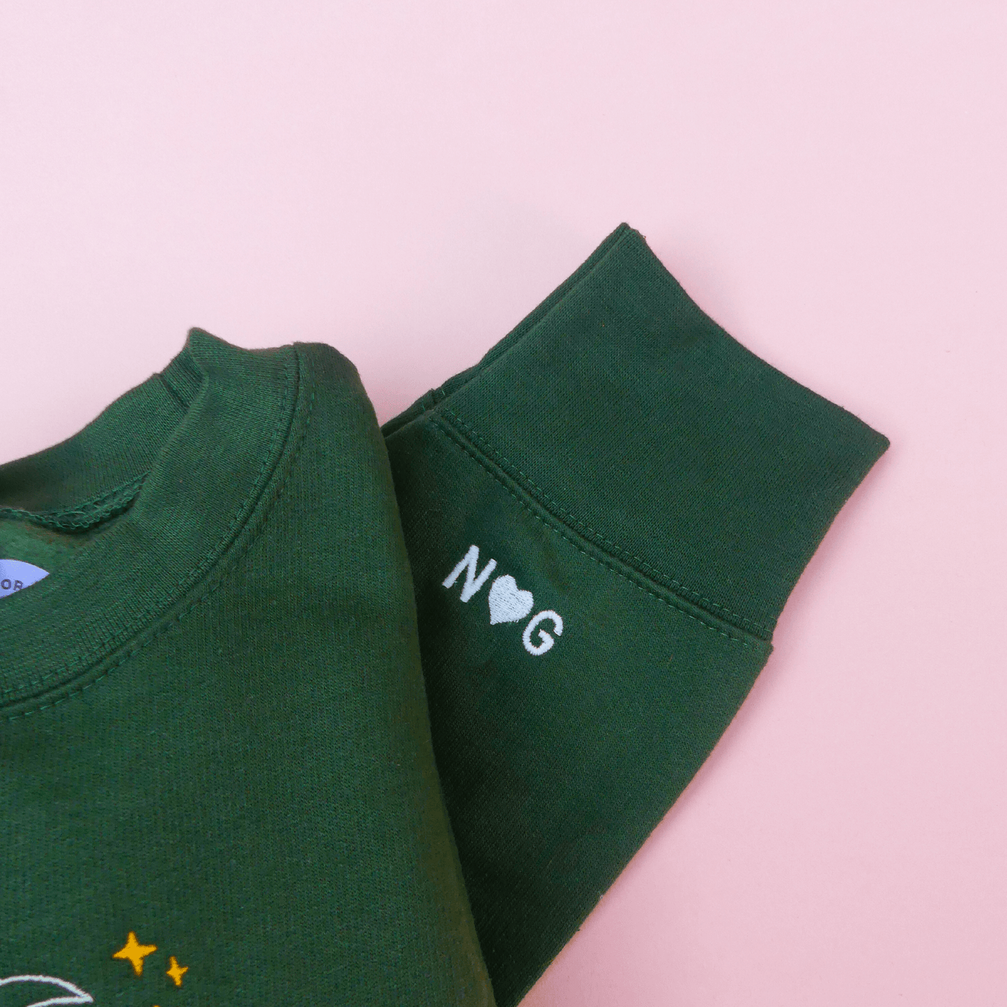Embroidered sleeve ADD ON SWEATSHIRT initials & heart