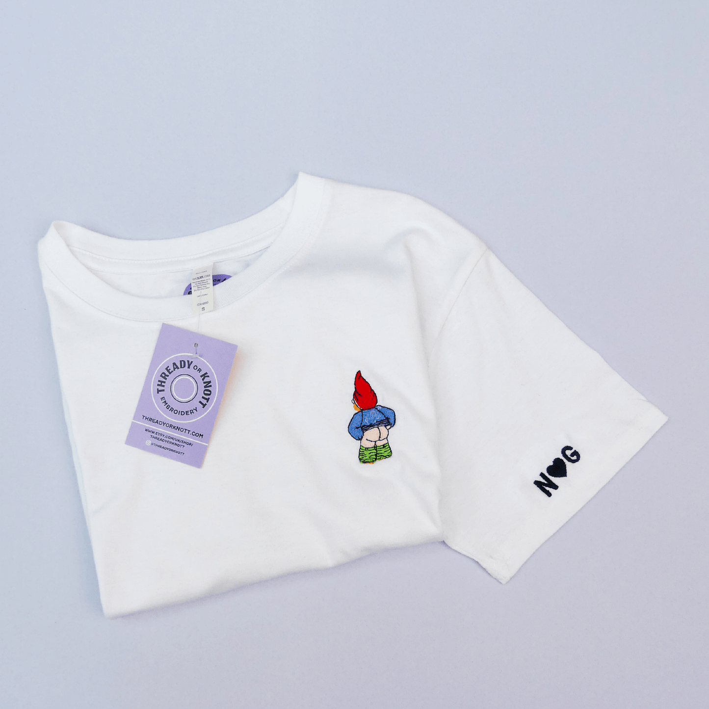 Embroidered sleeve ADD ON T-SHIRT initials & heart