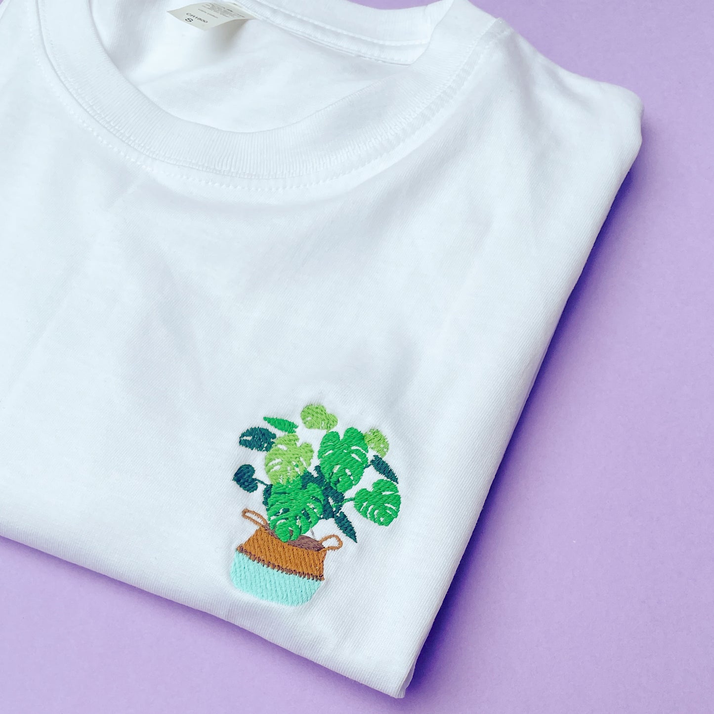 Monstera Cheese Plant Embroidered T-shirt