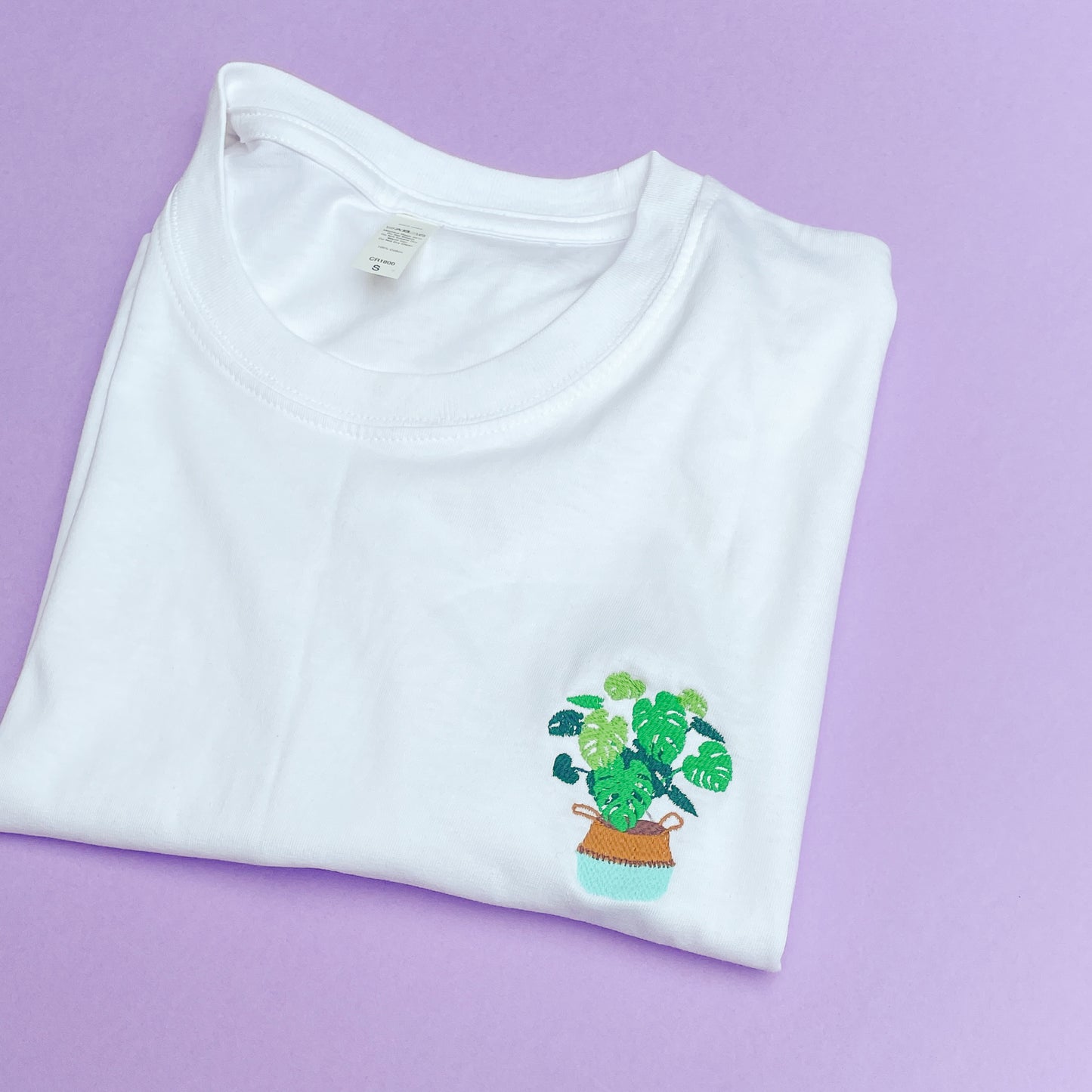 Monstera Cheese Plant Embroidered T-shirt