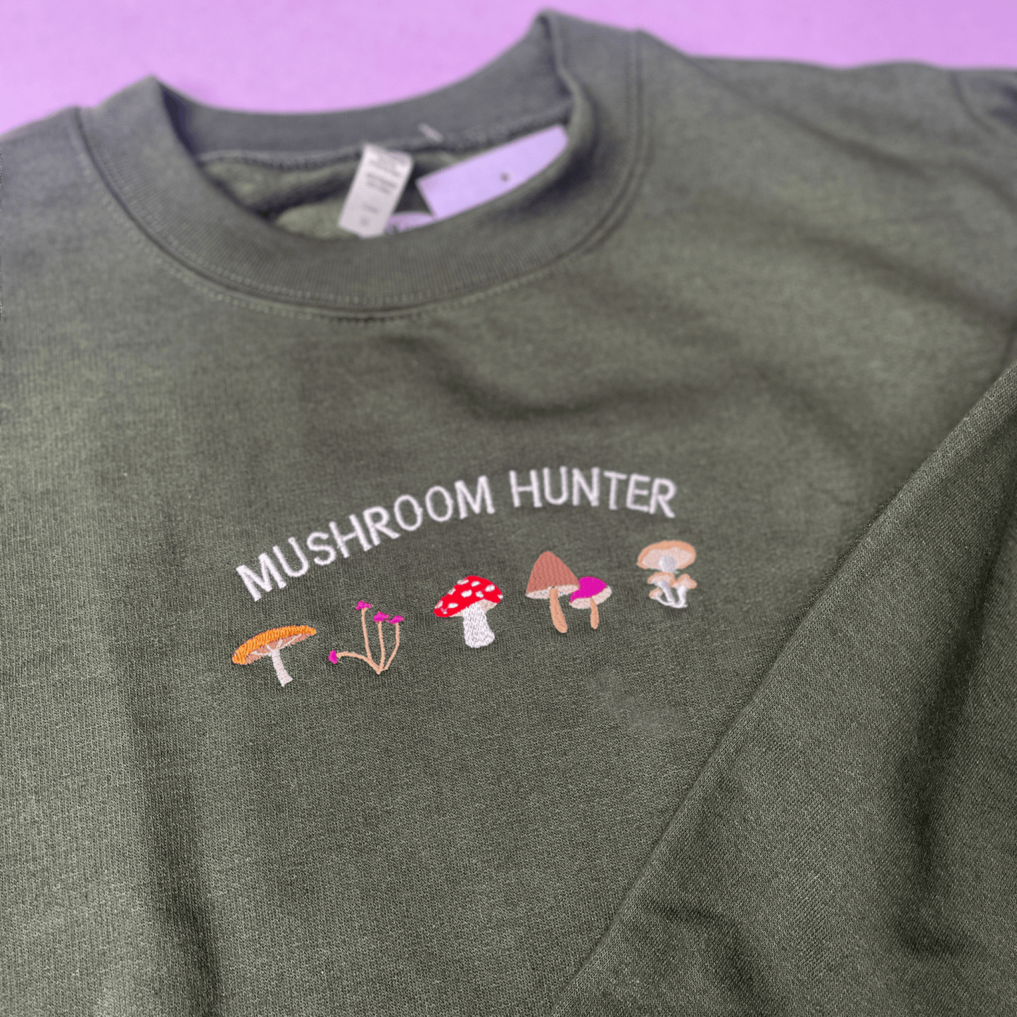 Mushroom Hunter Embroidered Crewneck Sweatshirt