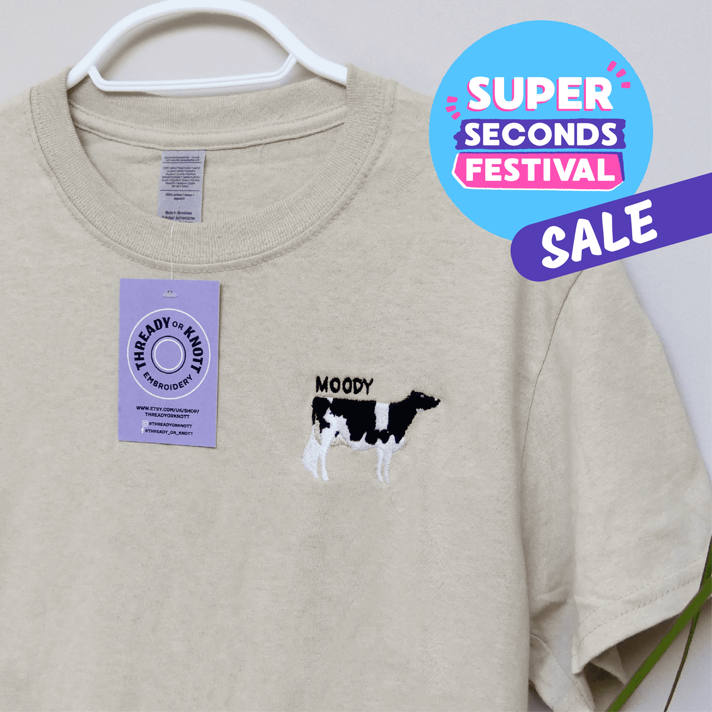 Moody cow embroidered t-shirt