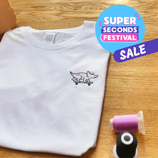 Skateboard Dinosaur Embroidered T-Shirt