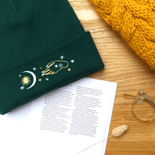 Celestial Sun, Moon & Stars Embroidered Beanie