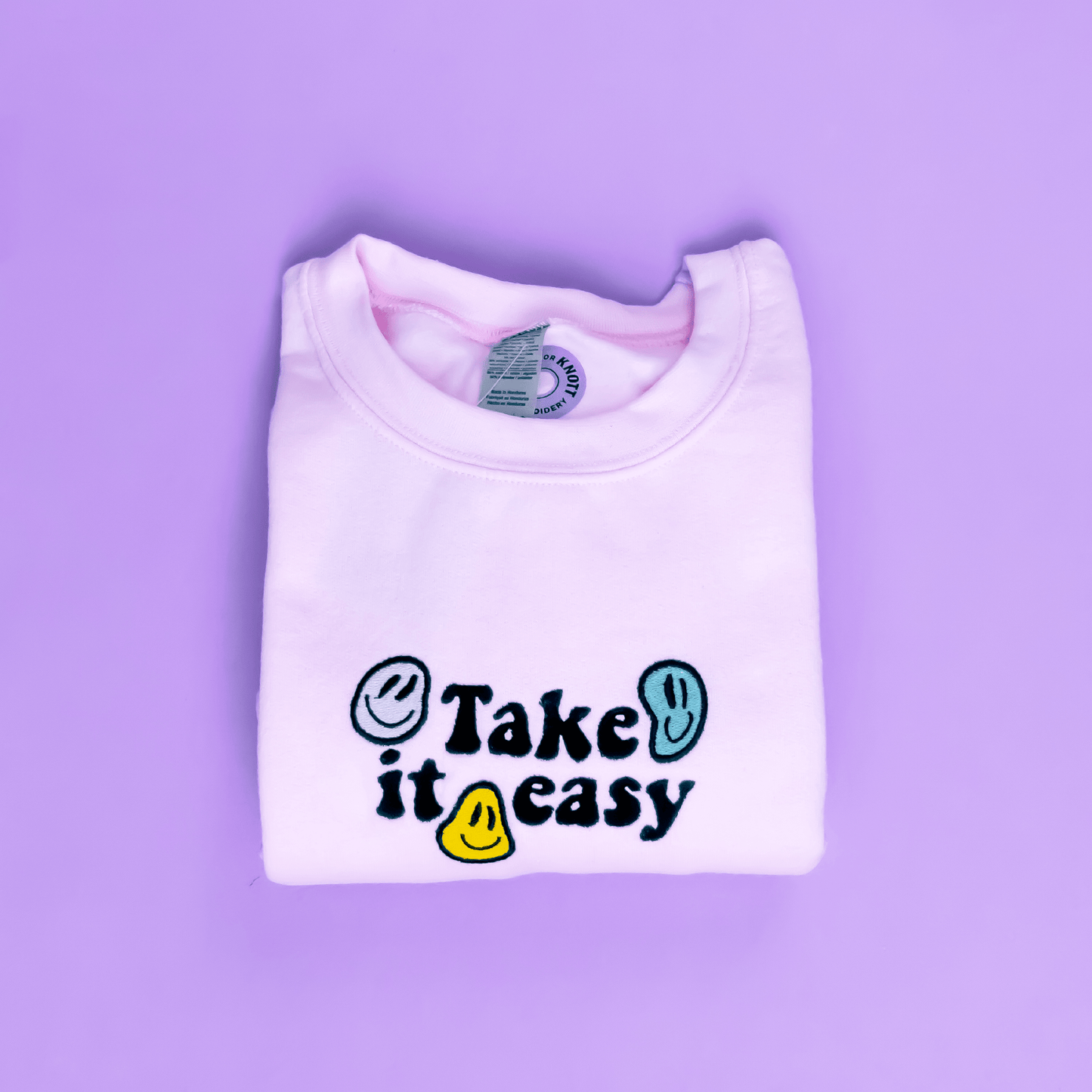 Take It Easy Embroidered Crewneck Sweatshirt