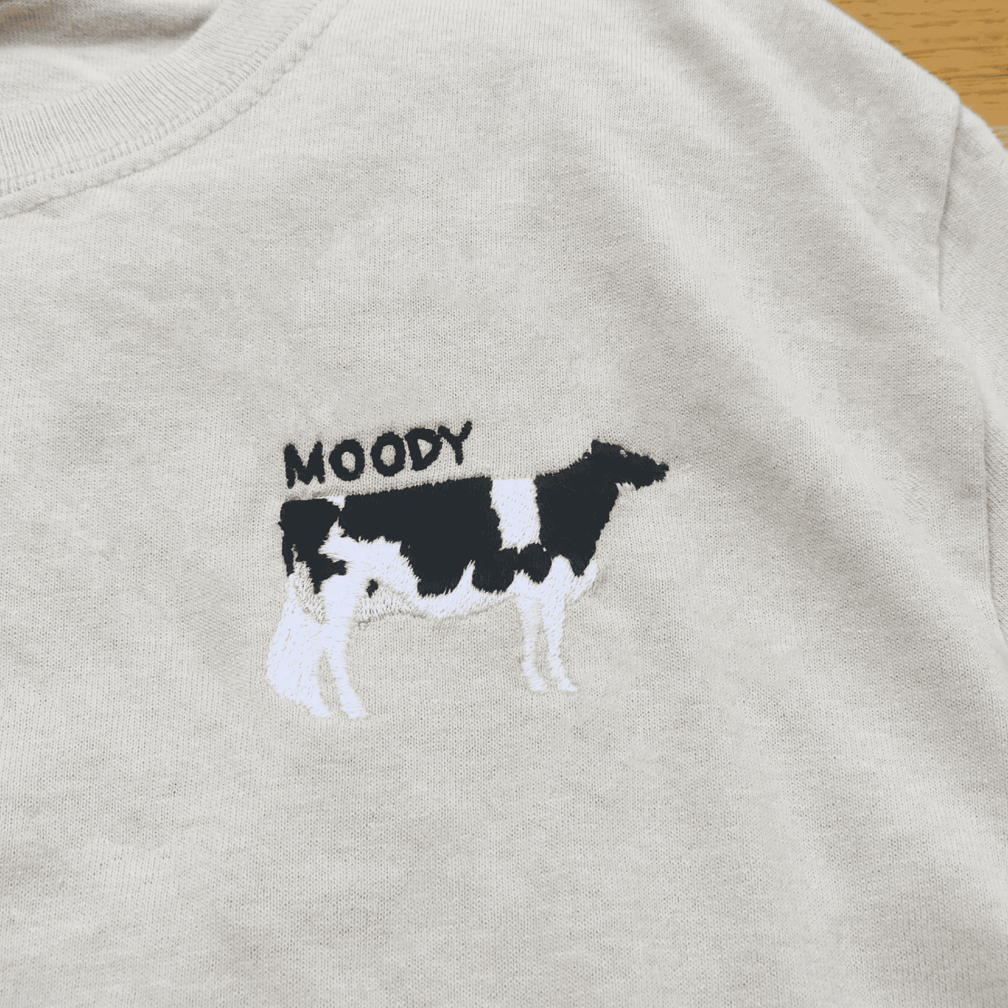 Moody cow embroidered t-shirt