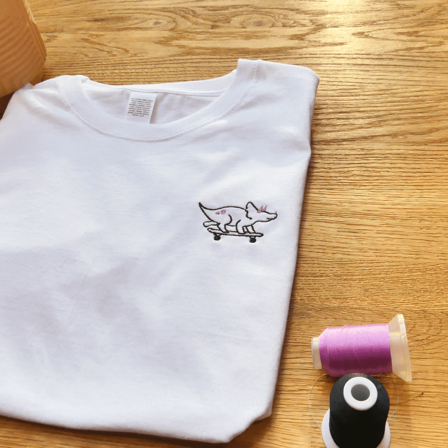 Skateboard Dinosaur Embroidered T-Shirt