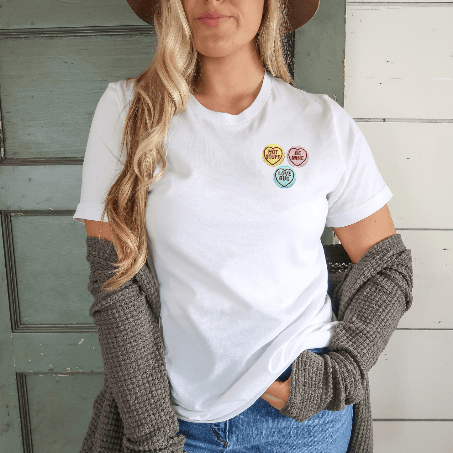 Candy Heart Love Embroidered T-shirt